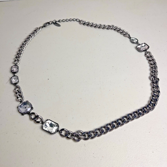 Chicos Chunky Gunmetal Chain Necklace Large Gems Statement Jewelry Bold 36 - 40" - Picture 8 of 16